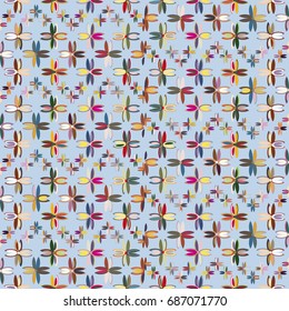 New color seamless pattern with many flower.