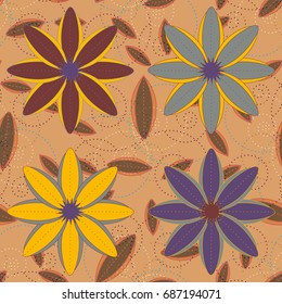 New color seamless pattern with many flower.