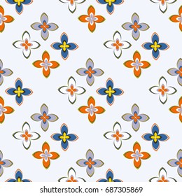 New color seamless pattern with many flower.