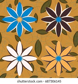 New color seamless pattern with many flower.