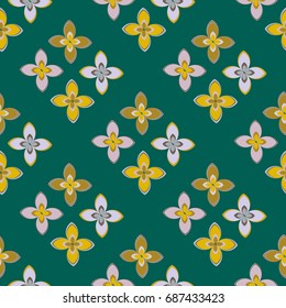 New color seamless pattern with many flower.
