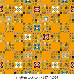 New color seamless pattern with many flower.