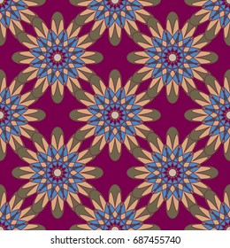 New color seamless pattern with many flower.