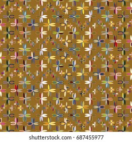 New color seamless pattern with many flower.