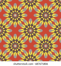 New color seamless pattern with many flower.