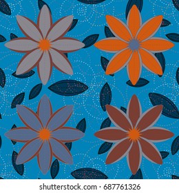 New color seamless pattern with many flower.