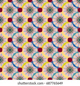 New color seamless pattern with many flower.