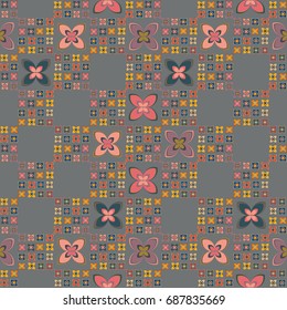 New color seamless pattern with many flower.