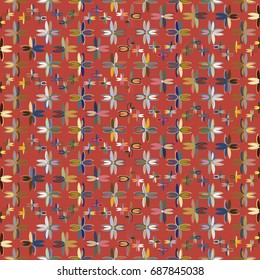 New color seamless pattern with many flower.