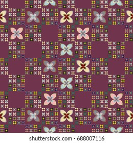 New color seamless pattern with many flower.