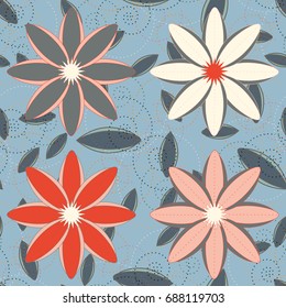 New color seamless pattern with many flower.
