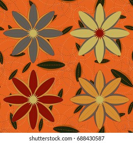 New color seamless pattern with many flower.