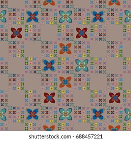 New color seamless pattern with many flower.