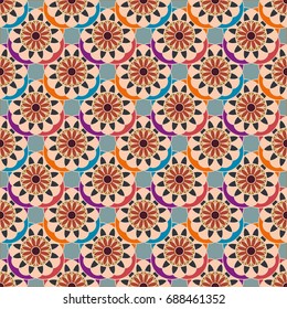 New color seamless pattern with many flower.