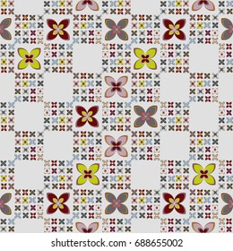 New color seamless pattern with many flower.