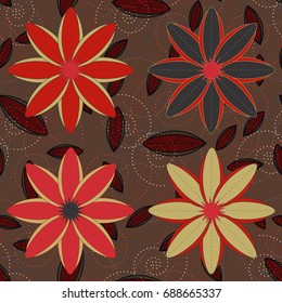 New color seamless pattern with many flower.