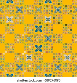 New color seamless pattern with many flowers.