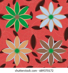 New color seamless pattern with many flower.