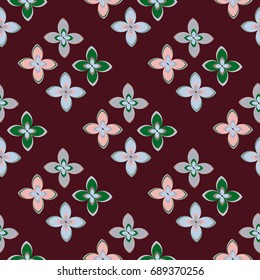 New color seamless pattern with many flower.