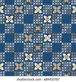 New color seamless pattern with many flower.