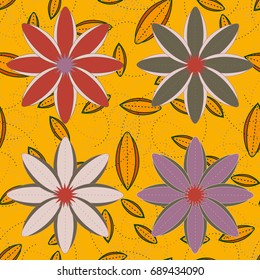 New color seamless pattern with many flower.