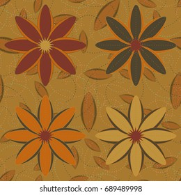 New color seamless pattern with many flower.