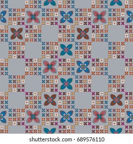 New color seamless pattern with many flower.