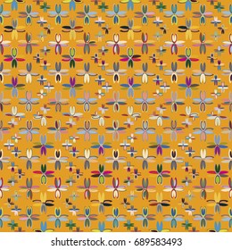 New color seamless pattern with many flower.