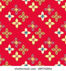 New color seamless pattern with many flower.