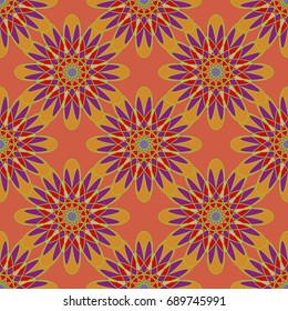 New color seamless pattern with many flower.