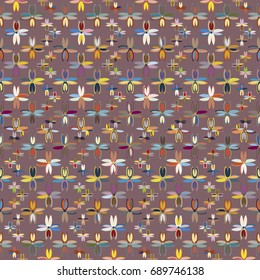 New color seamless pattern with many flower.