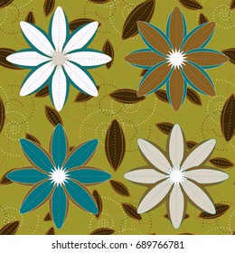 New color seamless pattern with many flower.
