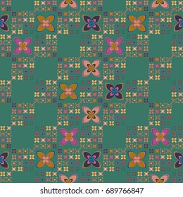 New color seamless pattern with many flower.