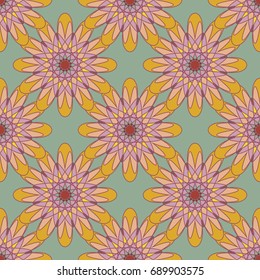 New color seamless pattern with many flower.