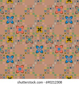 New color seamless pattern with many flower.