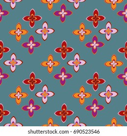 New color seamless pattern with many flower.