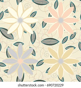 New color seamless pattern with many flower.
