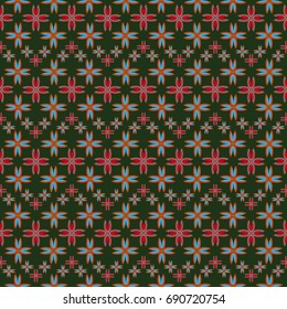 New color seamless pattern with many flower.