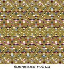 New color seamless pattern with many flower.