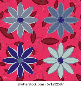 New color seamless pattern with many flower.