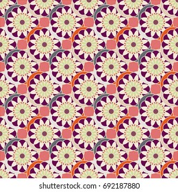 New color seamless pattern with many flower.
