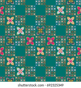 New color seamless pattern with many flower.