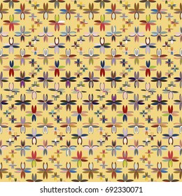 New color seamless pattern with many flower.