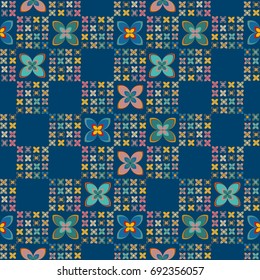 New color seamless pattern with many flower.