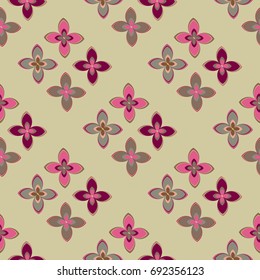 New color seamless pattern with many flower.