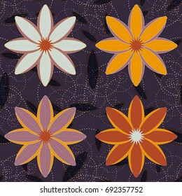 New color seamless pattern with many flower.