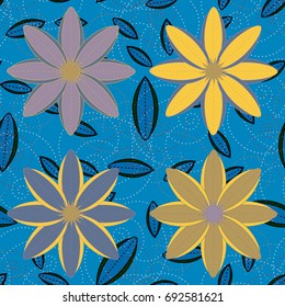 New color seamless pattern with many flower.