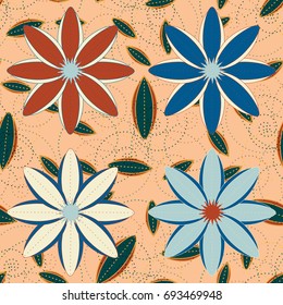 New color seamless pattern with many flower.
