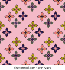 New color seamless pattern with many flower.