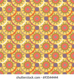 New color seamless pattern with many flower.